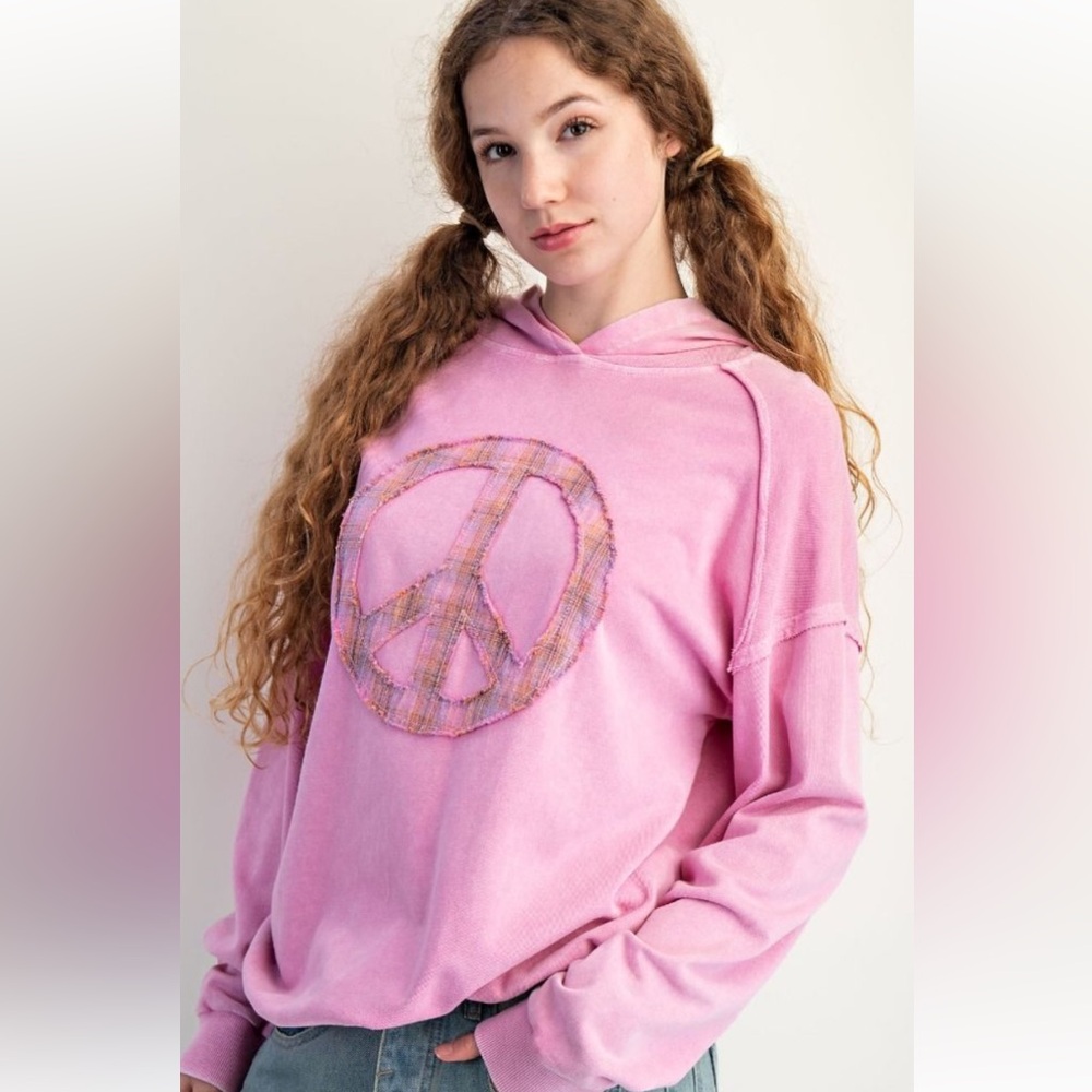 Easel Pink Peace Sign Hoodie